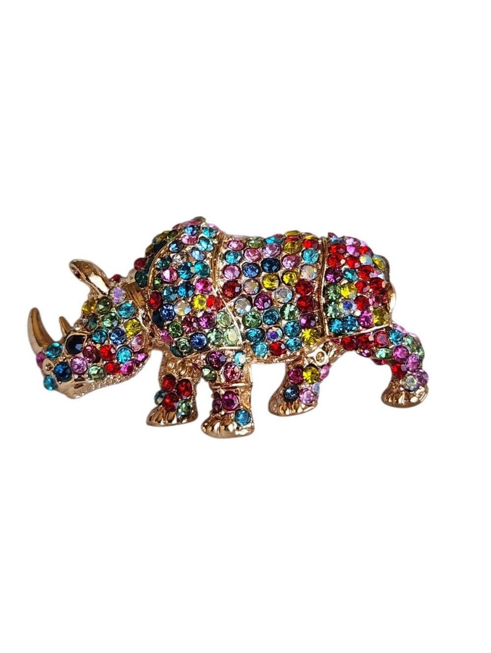 β¨ π¦ Rainbow Rhinestone Rhinoceros Brooch Laoel Pin